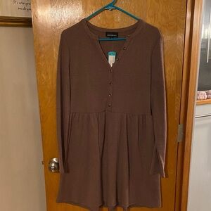 Chic Long-Sleeve Brown Dress